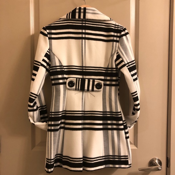 BCX Classy Plaid Fit Flare Pea Coat Jacket - Picture 2 of 5